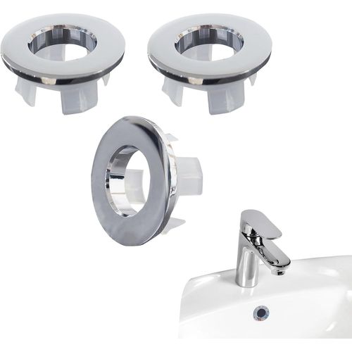 Ytseazn-3 Pcs Anneau De Débordement D¿Évier Garniture Évier De Trou Rond Couvercle De Trop-Plein Pour Lavabo Pour Trou De Drainage Couvercle Rond Pour Évier De Cuisine Trou D'évier Baignoire(Argent)