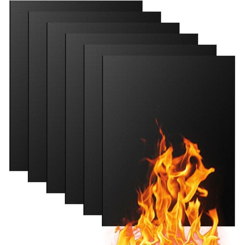 ytseazn-6 Pièces 40X30Cm Tapis De Cuisson Barbecue,Plaque Feuille De Cuisson Four Accessoire,Papier Barbecue ¿Anti-Adhérent Réutilisable Nettoyable,Peut Être Coupé,Pour Barbecue Électrique Gaz