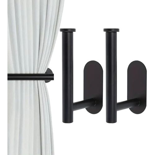 Ytseazn-Embrasses De Rideaux Auto-Adhésives Sans Perçage Sans Perforation Embrasse Rideau Embrasses À Rideaux En Forme De L Support Papier Toilette Mural Pour Décorer Des Rideaux Et Suspendre Des Objets(Noir)
