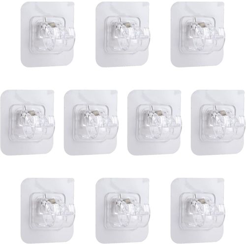 ytseazn-10 Pièces Support Tringle Rideaux Sans Percage Supports De Tringle Auto-Adhésifs Transparent Attache Rideau Accroche Porte Fixation Pour Porte-Serviettes Rideaux Suspendus Maison Salle Bain Hôtel