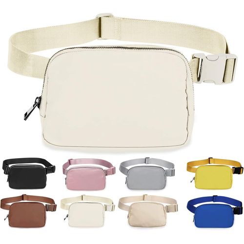 ytseazn-Sac Banane À Bandoulière Pour Femme,Mini Sac Banane De 1 L Avec Sangle Réglable De 81,3cm À 129,5cm,Petit Sac Banane Pour Voyage,Course À Pied,Crème,Blanc,Small,Tendance