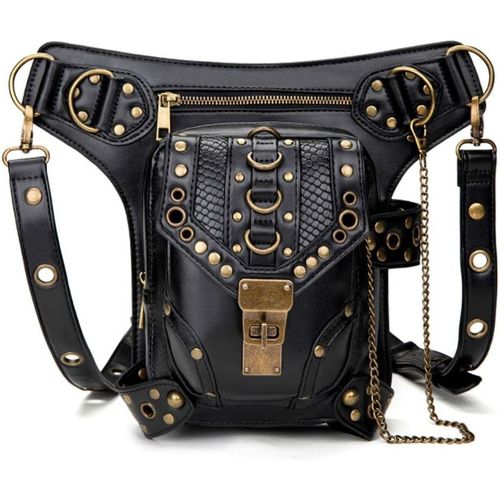 ytseazn-Steampunk Cuir Pu Sac Banane Tactique Pour Homme Femme-Ceinture Goutte Jambe Bras Pack Hanche-Randonnée Voyage Cyclisme Sport