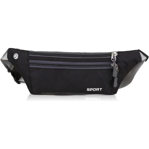 ytseazn-Sac Banane Étanche Pour Homme Et Femme-Sac De Sport D'Extérieur-Ceinture De Course-Sac Banane Avec Sortie Casque Pour Le Camping,La Randonnée,Le Fitness,Le Vélo,Les Voyages-Noir,Noir ,