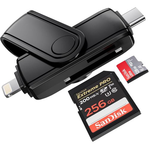 ytseazn-Lecteur De Carte Sd Pour Iphone Ipad,Lightning & Usb-C Adaptateur De Carte Mémoire Sd À Double Connecteur,Prend En Charge Les Cartes Sd/Micro Sd,Visionneuse De Caméra De Trail À Grande Vitesse
