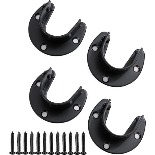 Ytseazn-4pcs Support De Tringle En Forme De U,Support Pour Rail À Linge Avec Vis,Support De Barre De Penderie Armoire,Pour Tringle De Placard,Support De Tringle À Rideau De Douche