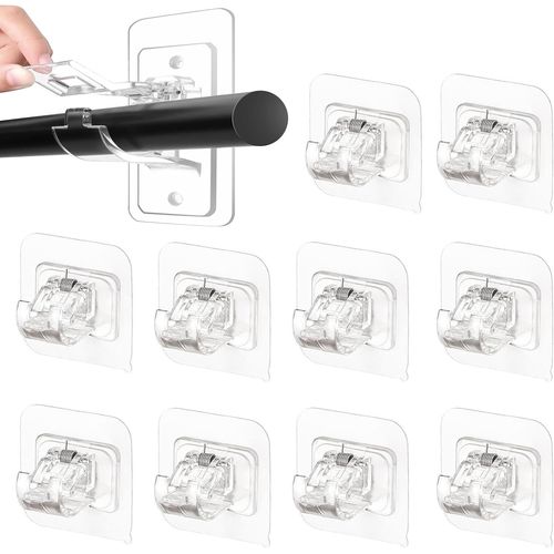ytseazn-Lot De 10 Supports Autocollants Pour Tringle À Rideaux-Sans Perçage-Convient Pour Un Diamètre De Tringle De 15 À 22 Mm-Convient Pour Salon,Chambre À Coucher,Salle De Bain