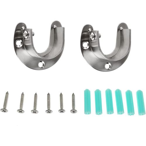 Ytseazn-Lot De 2 Supports De Tringle En Acier Inoxydable Pour Tringle De 25 Mm Avec Vis,Supports Muraux Pour Tringle À Rideau,Supports D'extrémité De Rail D'armoire