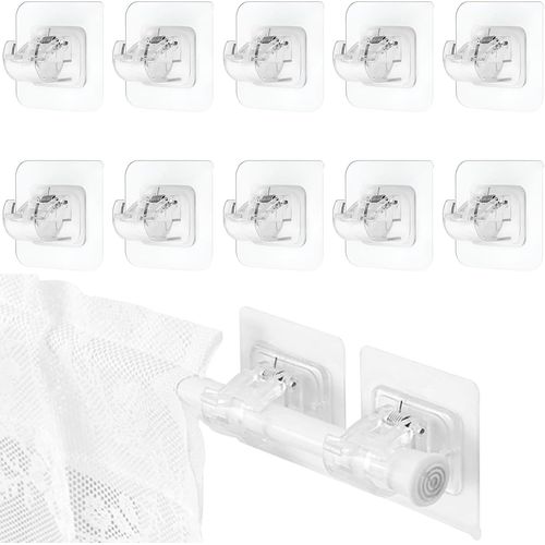 ytseazn-Lot De 10 Tringles À Rideaux Sans Perçage,Réglables,Auto-Adhésifs,En Pc,Pour Salle De Bain Et Salon