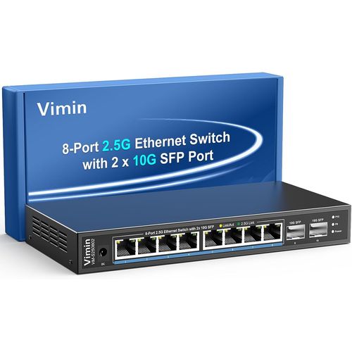 ytseazn-Switch Réseau Non Géré 10 Ports 2,5G,8 Ports Ethernet 2,5Gbase-T,2 Ports 10G Sfp+,Capacité De Commutation De 80Gbps,Boîtier Métallique,Fonctionne Pour Nas 2,5Gbps,Point D'Accès Sans Fil Et Pc