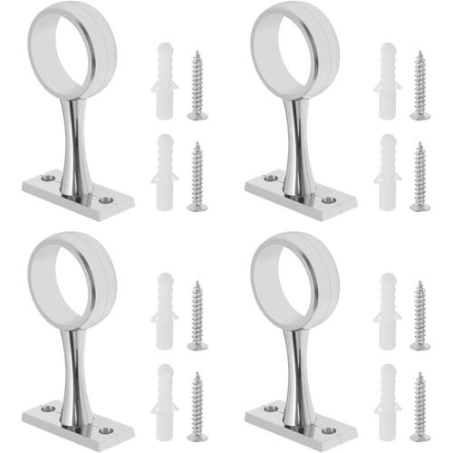 Ytseazn-4 Ensembles Supports De Rail De Garde-Robe Support De Tringle À Rideau Rails Et Raccords De Garde-Robe Supports Centraux De Rail Suspendu Avec Vis De Montage,Argent