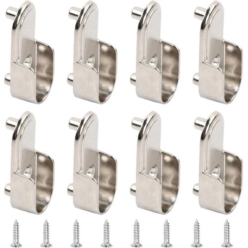 Ytseazn-8 Pièces Supports Pour Tringles,Support Tringle Rideaux,Support Tringle Penderie Ovales En Métal Avec Vis,Acier Inoxydable Supports Dextrémité De Rail Pour Placard,Armoire,Cuisine