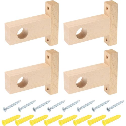Ytseazn-4 Pcs Bois Tringle Supports,Placard Extrémité Support Support Armoire Draperie Tringle Support Avec Vis Pour 25mm Diamètre Rideau Poteau
