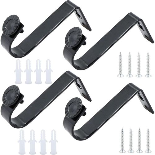 Ytseazn-Jingming Lot De 4 Supports De Rail De Plafond Pour Tringle À Rideaux-Noir-Diamètre Inférieur À 22 Mm