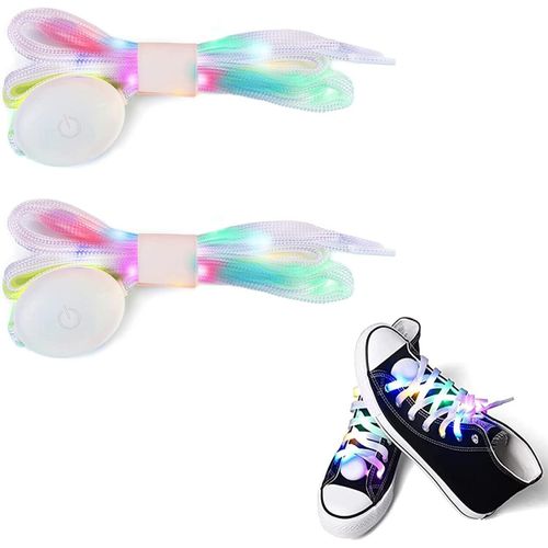 Ytseazn-Lacets Clignotants Led Nylon,3 Modes 7 Couleurs,Chaussure Clignotant Blanc Éclairage Fête Hip Hop Danse Décoration Cyclisme Randonnée Patinage À Roulettes Roller