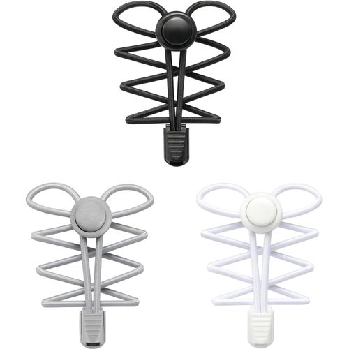 Ytseazn-3 Paires Lacets Élastiques Autobloquants Pour Chaussures 120cm,Lacets Sans Laçage Pour Adulte,Lacets Noeud Système Rapide Sans Laçage Ajustable,Personnes Âgées Handicapés Gris Clair Noir Blanc