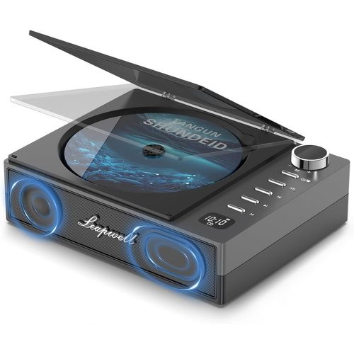 CLICKSELL-Lecteur Cd Portable, Lecteur Cd Bluetooth Enfant Avec Haut-Parleur Baladeur Cd Portable Bureau Rechargeable Poste Cd Rétro Lecteur Cd Avec Fm Usb Aux Optique Noir