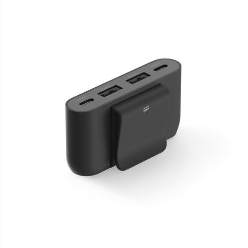 CLICKSELL-Hub 4 Ports Usb (Câble Intégré De 2 M, 2 Ports Usb-C Et 2 Ports Usb-A, Adaptateur Secteur Usb 30 W, Recharge Rapide Pour Iphone 14 Et Samsung Galaxy S23, Design Écoresponsable Et Clip Amovi