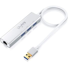 CLICKSELL-Adaptateur Ethernet Usb 3.0 Giga Lan + Hub Usb 3.0 (3 Ports) Adaptateur Usb Avec Port Lan Rj45 1Gbps Et Usb 3.0 Jusqu'À 5Gbps Plug & Play.
