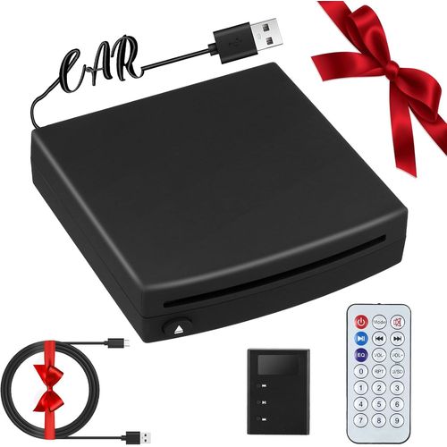 CLICKSELL-Lecteur Cd Pour Voiture Avec Carplay Sans Fil Intégré Et Adaptateur Android Auto Cd/Dvd Externe Pour Interface Stéréo Connexion Usb, Voiture/Télévision/Ordinateur Portable Universel