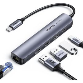 CLICKSELL-Hub Usb C Ethernet Hdmi 4K 60Hz Pd 100W Multi Data Ports 5Gbps 5 En 1 Docking Station Adaptateur Rj45 Gigabit Compatible Avec Iphone 16 15 Macbook Ipad Pro Air 2024 Surface Xps Galaxy S24