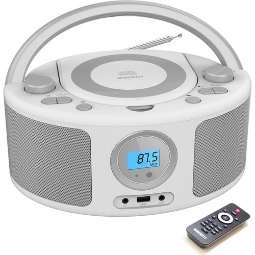 CLICKSELL-Poste Cd Enfant,Radio Fm Lecteur Cd Portable Boombox,Lecteur Radio Cd Avec Bluetooth | Radio Fm | Usb | Lecteur Mp3 | Compatible Cd-R/Cd-Rw,Entrée Usb | Aux, Lecteur Cd Enfant (Grey Rad