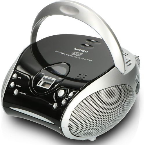 CLICKSELL-Scd-24 - Radio Cd Enfant - Stéréo - Boombox - Tuner Radio Fm - Ttel Storage - 2 X 1,5 W Rms Power - Alimentation Secteur Et Batterie - Argent Multicolore