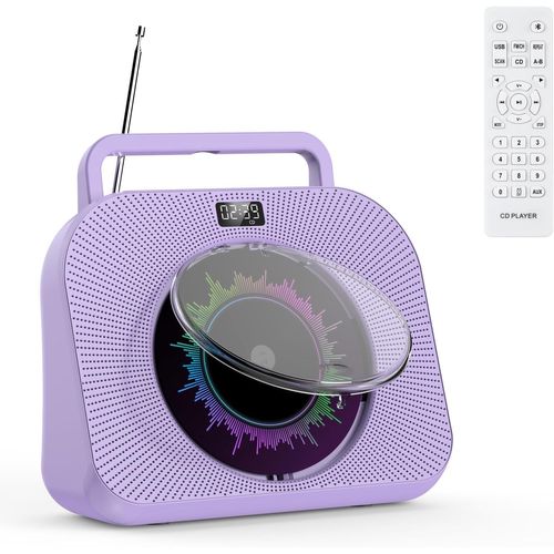 CLICKSELL-Lecteur Cd Bluetooth Lecteur Cd De Bureau Avec Haut-Parleurs Lecteur Cd Enfant Supporte Les Usb/Tf/Aux Lecture Réveil Minuteur Avec Télécommande Housse De Protection Ecran Prise Casque