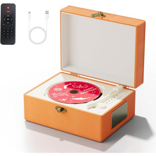 CLICKSELL-Time Music Box Lecteur Cd Avec Haut-Parleurs Pour La Maison Orange