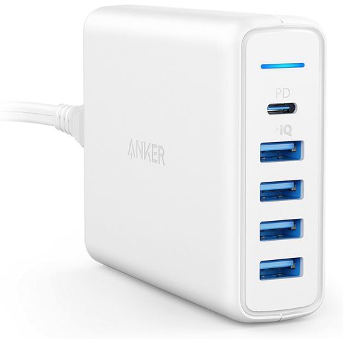 Clicksell-Powerport I Usb-C Chargeur Secteur Usb 60w 5 Ports Avec 1 Port Usb Type-C Power Delivery Et 4 Ports Poweriq Pour Iphone X/8/Plus, Macbook, Samsung S8 Et Poweriq Pour Iphone, Ipad Et Android