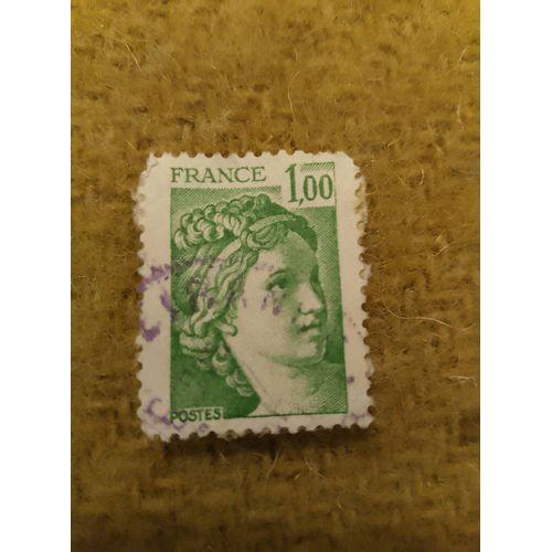Timbre Oblitéré France 1,00 Marianne Vert.