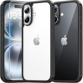 Clicksell-Coque Pour Iphone 16 Plus, [3 En 1] 1 Coque [Anti-Jaune] + 2 Protection Écran, [Protection Militaire] Coque Antichoc Couverture À 360 Degrés - Noir