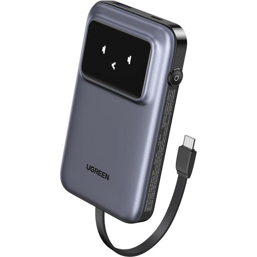 Clicksell-Uno Batterie Externe 10000mah Avec Câble Usb C Intégré Power Bank Charge Rapide Pd 30w Emoji Affichage Intelligent Compatible Avec Iphone 16 Plus Pro Max 15 14 Galaxy S24 Ultra S23 Airpods