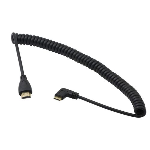 CLICKSELL-Câble Mini Hdmi À Hdmi À Angle De 90 Degrés, Adaptateur De Convertisseur Spiralé, Adaptateur De Câble Spiralé, Adaptateur De Câble Mini Hdmi Hdmi Mâle À Hdmi Plaqué Or