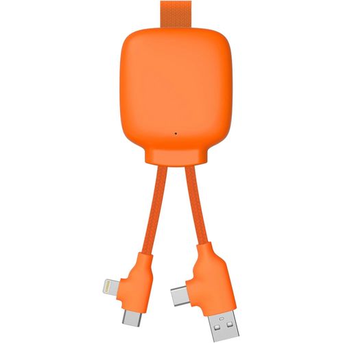 Clicksell-Câble Multi-Connecteurs Usb 4 En 1-Chargeur Universel Et Batterie Externe 3000 Mah En Plastique Recyclé-Gamma Lite Orange