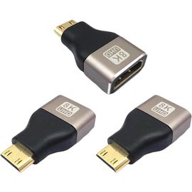 CLICKSELL-Lot De 3 Adaptateurs Mini Hdmi 8K Vers Hdmi, Mini Hdmi Vers Hdmi, Mini Hdmi Vers Hdmi, Mini Hdmi Pour Ordinateurs Portables, Appareils Photo, Hdtv 8K @ 60 Hz/4K @ 144 Hz