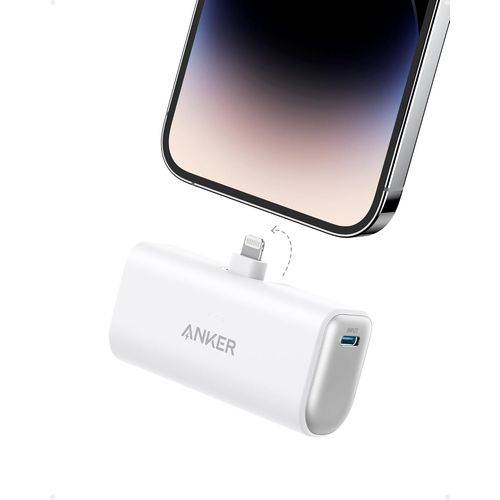 Clicksell-621 Batterie Externe Recharge Rapide Avec Connecteur Lightning Intégré, Chargeur Portable Sans Fil 12 W Certifié Mfi 5 000 Mah, Compatible Avec Iphone 14/13/12/Pro/Pro Max (Blanc)