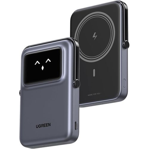 Clicksell-Uno Batterie Externe Magnétique Sans Fil 10000mah 20w Power Bank Usb C Charge Rapide Induction Avec Support Emoji Mode Veille Compatible Avec Magsafe Iphone 16 Plus Pro Max 15 14 (Noir)