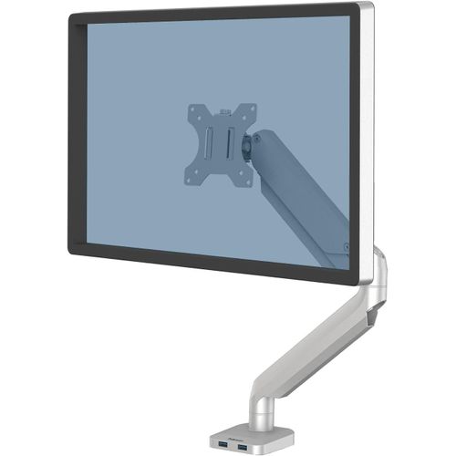 CLICKSELL-Bras Porte Écrans Platinum Simple Pour 1 Moniteur Jusqu'À 32"", Hauteur Ajustable, Norme Vesa, 2 Ports Usb, Argent, 8056401