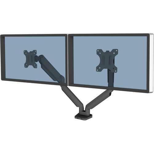 CLICKSELL-Bras Porte Écrans Platinum Double Horizontal Pour 2 Moniteurs Jusqu'À 32"", Hauteur Ajustable, Norme Vesa, 2 Ports Usb