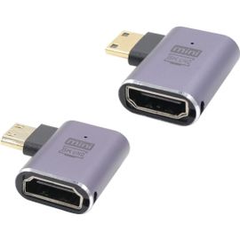 CLICKSELL-Adaptateur Mini Hdmi Vers Hdmi À Angle Droit Et Gauche 90 Degrés, 48Gbps High Speed 2.1 Extender Mâle À Femelle, 8K 4K Avec Led, 2Pcs