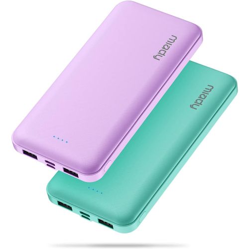 Clicksell-2pcs Batterie Externe 10000mah, Batterie Portable Usb C (Input&output),2 Ports De Sortie Usb 2.4a, Compatible Avec Iphone Samsung Huawei Ipad Etc.
