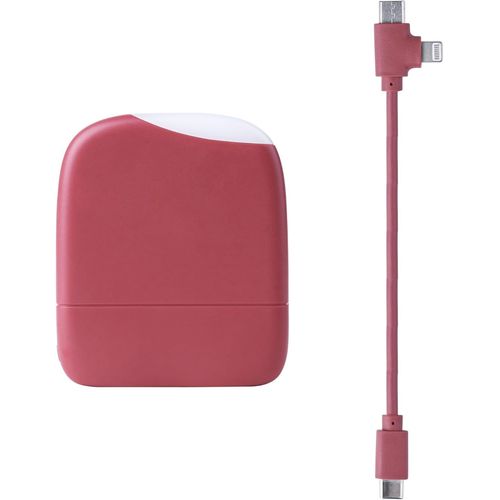 Clicksell-Ice-Powerbank-Batterie Externe 5000 Mah Avec Lumière Tactile Intégrée Adaptée À Tous Les Smartphone Iphone,Samsung,Huawei,Xiaomi,Lg,Tablette En Plastique Recyclé Certifié Grs-Rouge