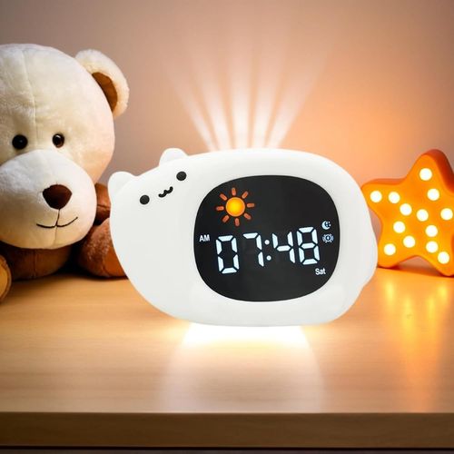 Clicksell-Réveil Veilleuse Avec 9 Couleurs De Lumière Et 6 Bruits Blancs, Horloge Numérique D'apprentissage Du Sommeil, Luminosité Et Son Réglables, Cadeaux Pour Enfants-Chat