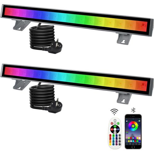 Clicksell-Rgb Led Projecteur Exterieur 48w, 2-Pack 16 Millions De Couleurs Intelligentes Avec Télécommande Et Minuterie, Mémoire,Pour Fête Jardin Bar Halloween