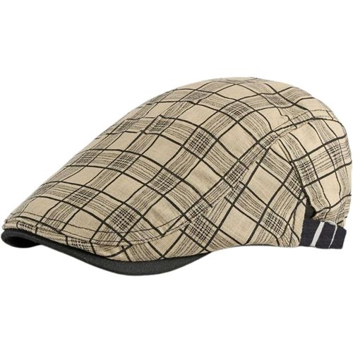 Casquette Beret Gavroche Homme Tissu Écossais Style Reglable Casquette Souples Un Xe Chapeau Plate Été Vintage