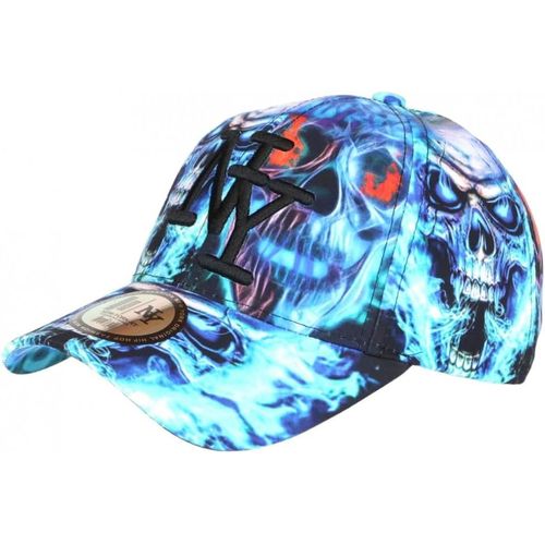 Casquette Tête De Mort Bleue Print Original Ny Baseball Skull - Taille Taille Unique - Couleur Bleu - Mixte