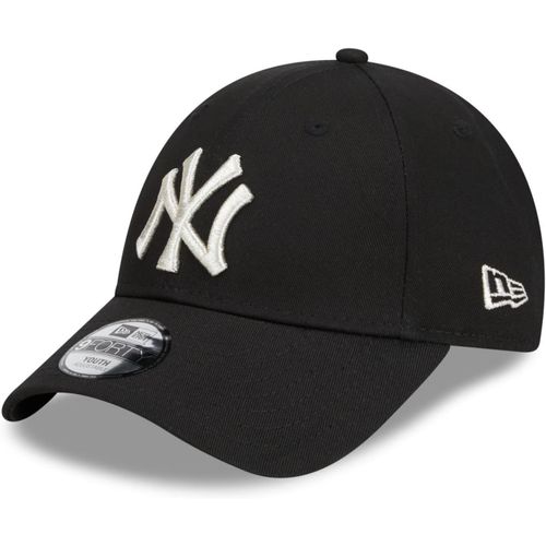 New York Yankees Mlb Metallic Logo Black 9forty Adjustable Kids Cap