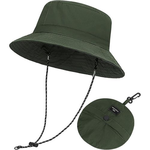 Chapeau Homme Pliable Imperméable Bucket Hat Un X Anti Uv Réglable Chapeau Soleil Chapeaux De Randonnée Homme Avec Cordon Jugulaire Amovible