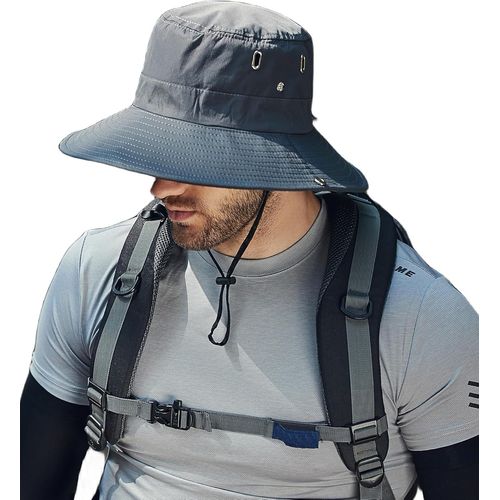 Chapeau Large Bord Homme Casquette Protection Uv Chapeau Imperméable À Mentonnière Réglable