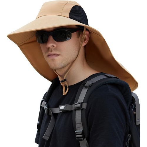 Chapeau De Soleil À Large Bord Pour Homme Casquette Anti Uv Randonnée Cyclisme Montagne Voyage Saharienne